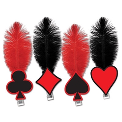 This Card "Suit" Tiara will outfit your casino party guests in style . It's an inexpensive party accessory that embraces the theme of the casino and traditional poker games. These feathered tiaras require a minimum quantity purchase of 50. Not returnable.