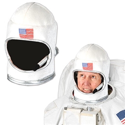 Pretend you're headed to space when you wear this adult size plush astronaut hat. Made of a velour-like fabric, this costume hat is shaped just like a real astronaut helmet, but with an open face and a fake fabric microphone. Not eligible for returns.
