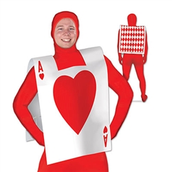 Whether you're dressing up for Halloween or a poker night, this Plastic Card "Suit" Vest is the perfect party outfit. The front of the vest features the ace of hearts, while the back is the typical diamond pattern seen on playing cards. One per package.