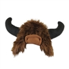 This Plush Buffalo Hat is perfect to top off your next western theme party. This synthetic brown fur hat is accented by a set of black felt horns. Sized to fit most adults. Not eligible for returns due to hygiene concerns.