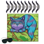 Have some fun at an upcoming Alice in Wonderland party by playing Pin The Smile on The Cheshire Cat Game. The package includes the picture board, the blindfold and nine numbered smiles. The picture of the Cat measures 16 inches by 18 inches.