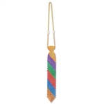 Don't forget this fun Beaded Rainbow Tie before heading out to a rainbow party or rally! This tie is made completely of beads and the color pattern gives it that fun rainbow look you desire. Measures 13 inches in length. It's an excellent party accessory