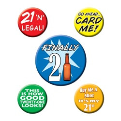 21st Birthday Party Buttons