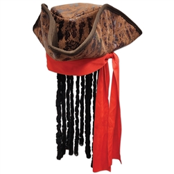 Caribbean Pirate Hat with Dreadlocks