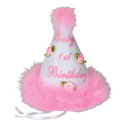Pink Baby's 1st Birthday Cone Hat