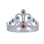 Silver Plastic Jeweled Queen's Tiara