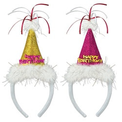 Assorted Happy Birthday Cone Hat Headbands