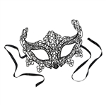 Wear this elegant black Lace Mask to your upcoming masquerade or a rockin' Mardi Gras celebration! The mask even has a ribbon attached, therefore you won't have to dedicate one hand to holding the mask up all night. Comes one mask per package.