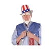 The Uncle Sam Kit contains a white non-woven fabric beard and set of eye brows. It has adhesive tape on the back, so just remove the back and apply to your face and instantly transform yourself into Uncle Sam! One time use. No returns.
