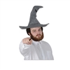 The Felt Wizard Hat is grey and measures approximately 23.5 inches tall. Has an inside circumference of 22 inches. One size fits most. Contains one per package. No returns.