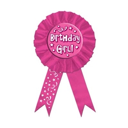 Cerise Birthday Girl Rosette Award Ribbon