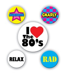 80's Party Buttons (5/pkg)