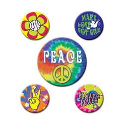 60's Party Buttons (5/pkg)