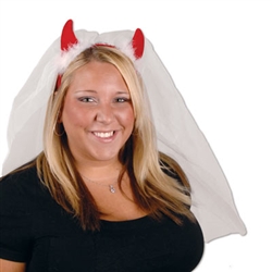 Devil Horns with Veil Headband