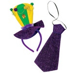 Mardi Gras Headband and Necktie Set