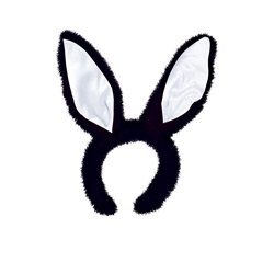 Black Plush Satin Bunny Ears