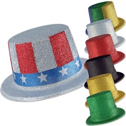 Glittered Top Hat - 24/pkg (Select Color)