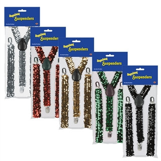 Sequined Solid Colored Suspenders - 1/pkg