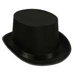 Black Satin Deluxe Top Hat - Perfect for parties or your SteamPunk look.