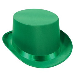 Green Satin Deluxe Top Hat