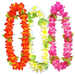 Whether you planning a Jungle, Luau or Cruise party, your guest will love this colorful Sunset Floral Lei three piece set. Each package includes three 36" leis with colors as pictured. Not intended for children.