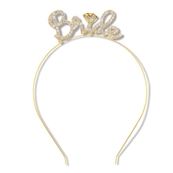 No one will have doubt who the guest of honor is at the bridal shower, bachelorette party, or wedding with this luxurious Rhinestone Bride Headband.  One size fits most.  Please Note: This item is not intended for children.