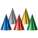 Bulk Assorted Foil Cone Hats (sold 144 per box)