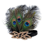 Need the perfect finish for an Instagram ready Great 20's or Gangster costume theme?  This Flapper Peacock Headband is sure to put you over the top!  One size fits most adults. Feathers are approximately 8" tall.  One headband per package.