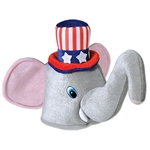 This one size fits most adults plush hat is 11.5 inches tall with a head opening 21.5 inches in circumference. The trunk is 13.5 inches long.  Please note: Due to hygiene concerns, this item is non-returnable.