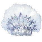Silver Prismatic Tiara with White Feathers (sold 50 per box)