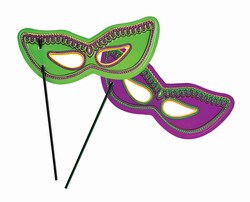 Mardi Gras Mask w/Dowel, 2 designs (1/pkg)