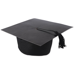 These one-size-fits-most Graduate Caps are classic graduation mortar boards with tassles.  In traditional black they're perfect for costumes, Cozplay, plays and more. Measure 9 inches square. Please note: This item is non-returnable if opened.