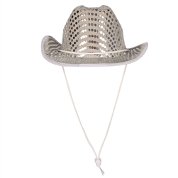 Sequined Cowboy Hat - Silver