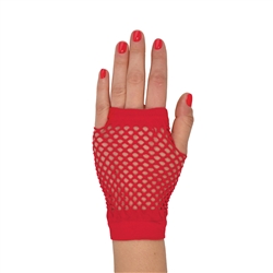 Short Fishnet Gloves - Red