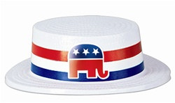 White Plastic Skimmer with Republican Elephant Band
