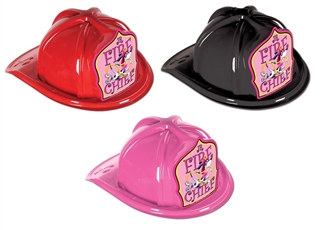 JR Fire Chief Hat - Dalmatian Pink Shield (Select Helmet Color)