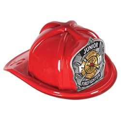 Red Junior Firefighter Hat (Silver FD Shield)