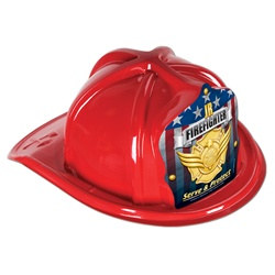 Red Junior Firefighter Hat (Gold Serve and Protect Shield)
