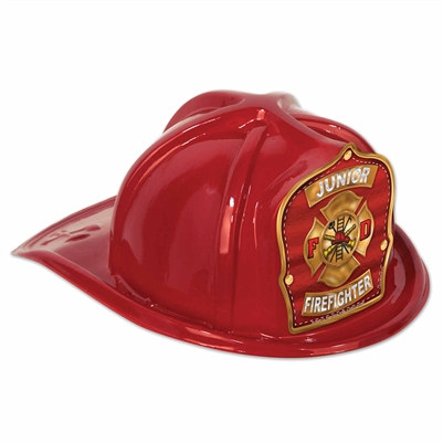 Red Junior Firefighter Hat (Red and Gold Shield)