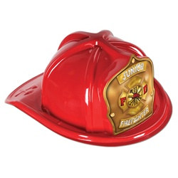 Red Junior Firefighter Hat (Gold Shield)
