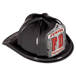 Black Junior Firefighter Hat (FD Silver Shield)