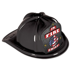 Junior Black Fire Hat (Patriotic Shield)