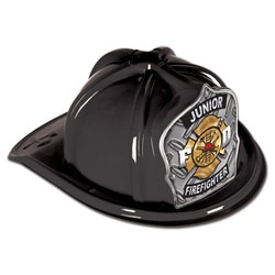 Black Junior Firefighter Hat (Silver FD Shield)
