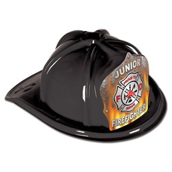 Black Junior Firefighter Hat (Flame Shield)