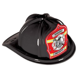Black Firefighter Volunteer Hat (Red Shield)
