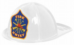 White Plastic Fire Chief Hat (1/pkg)