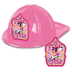 Pink Plastic Fire Chief Hat (Dalmatian Shield)
