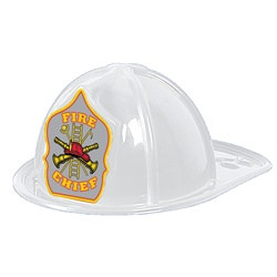 White Plastic Fire Chief Hat (Silver Shield)