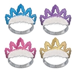 Become instant royalty by wearing one of these fashionable Coronet Tiaras. The flexible headband will fit most size heads and each package comes with four different colors of tiaras. Four Coronet Tiaras per package.
