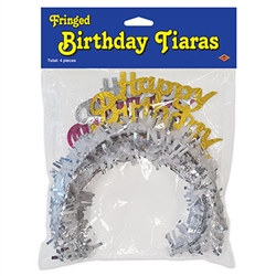 Pkgd Happy Birthday Tiaras w/Fringe